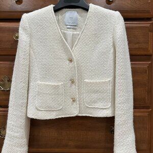 MANGO Ivory tweed blazer Size XXS
